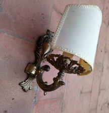 🔵 LAMPADA ANTICA APPLIQUE OTTONE VENTOLA BIANCA FIORE BRACCIO DECO' LIBERTY 🤣