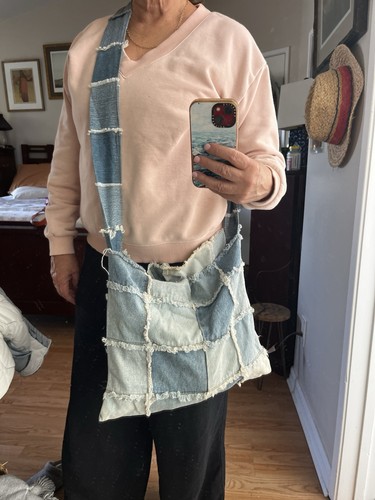 Borsa denim vintage boho - , fatta