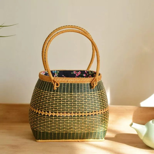 Borsa intrecciata etnica verde - borsa,