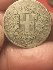 Argento 1 LIRA 1863 Torino VITTORIO EMANUELE II Regno d'Italia Non Comune