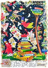 FRANCESCO MUSANTE 50x35 serigrafia su carta " I libri sono la porta dei sogni "