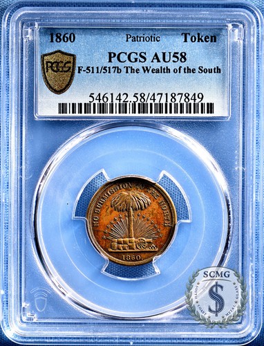 1860 ricchezza del sud pcgs - ricchezza,
