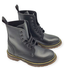 Stivali anfibi pelle da donna modello stile Dr. Martens con suola antiscivolo