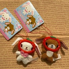 Zucchero coniglietti mini mascotte di frutta fragola 7 cm set di 2 oggetti pr...