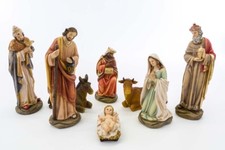 Set Statue Natività Presepe Completo 8 Pezzi in resina decorato a mano 25 CM