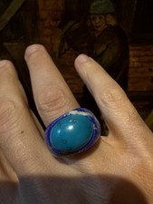 Anello Lapislazzuli E Turchese Scultura Opera Unica 