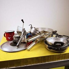 lotto di utensili vari da cucina in alluminio vintage