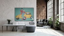  Quadro   Lupin 500 Gialla  Dipinto A mano Pop Art  80x50 CM X 4 BORDO DIPINTO 