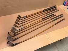 Antiche mazze da golf Hickory Stick 10 pezzi Zenith Niblick Wilson George Nicoll