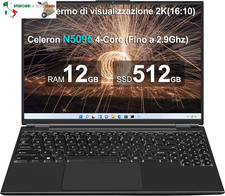 Aocwei JSY Win 11 PC Portatile 12+512GB 2.5" HDD 1TB SSD Espansione, 16 Pollici 