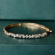 Bracciale Donna Moissanite Bianca Multitaglio 4Ct Placcato Oro Giallo 14K