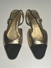 Chanel oro nero slingback