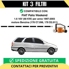 Kit 3 Filtri Tagliando per FIAT Palio Weekend 1.6 16V 68 kw Benzina 1997-2003