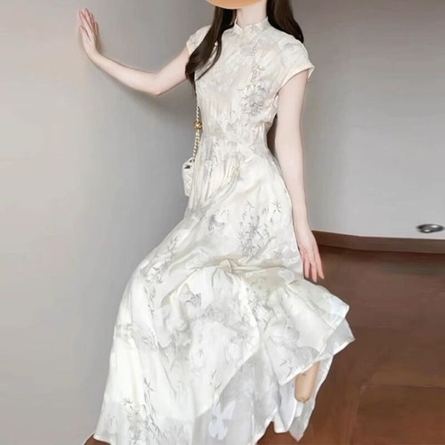 Abito lungo donna bianco stile