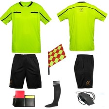 Kit arbitro calcio camicia pantaloncini carte uniforme volpe 40 fischietto bandiere lineman