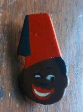 SPILLA PIN DA GIACCA TESTA DI MORO MORETTO AOI VENTENNIO LEGNO DIPINTA A MANO