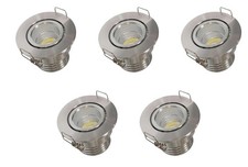 Kit 5 Faretti LED 3W COB Orientabili da Incasso 270lm Foro 45mm Grigio satinato