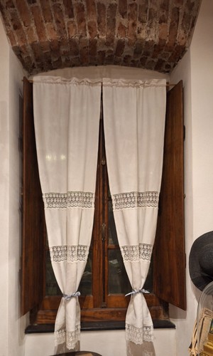 Antiche coppia tendine lino - coppia,