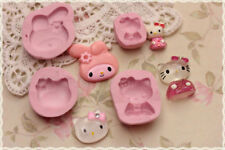 stampi gomma siliconica set forme kitty gatto - lotto 4pz fimo cernit formine