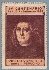 EI0398 Poster Francobollo Italia - Perugia 1923 - IV Centenario del pittore Perugino