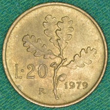 moneta 20 lire ramo di quercia 1979 italia ottime condizioni