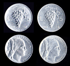 ITALIA  Repubblica - " Uva " 5 Lire del 1949 e 1950. 