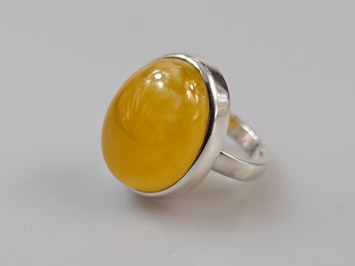 Anello ambra bianca - , argento
