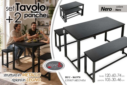 Tavolo panche tavolino - +, 2