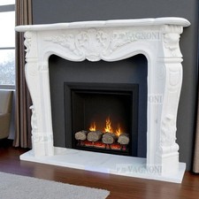 Cornice di Camino in vero Marmo cm 150 stile francia per legna bioetanolo arredo