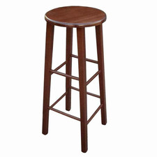 Sgabello con seduta rotonda h 80 cm in tinta noce scuro gamba dritta ristorante