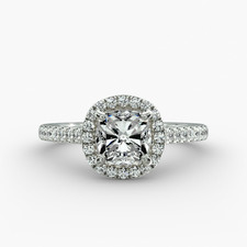 Fede Nuziale Semi Montaggio 0,40 Ct Diamante Taglio Cuscino Set Platino Massi...