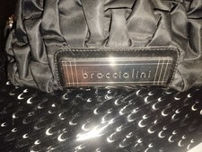 Borsa Braccialini in tessuto con manici neri lucidi e un argento