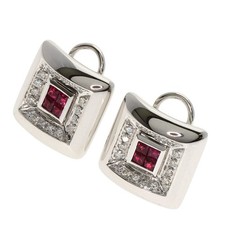 Orecchini Damiani Rubino Diamante K18 Oro Bianco Donna [Usato]