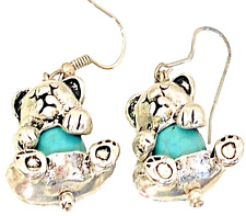 Orecchini donna di turchese con pietre dure in argento ciondolo orso scimmia da