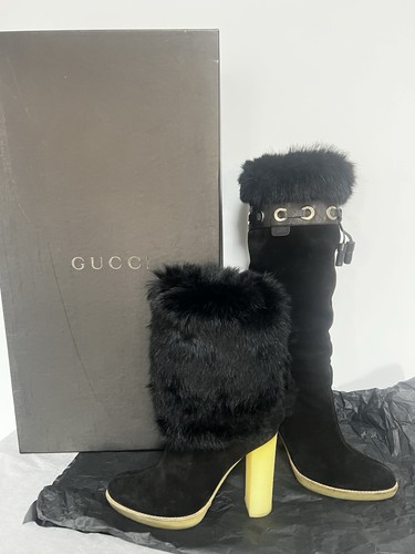 Gucci stivali leather fur - leather,