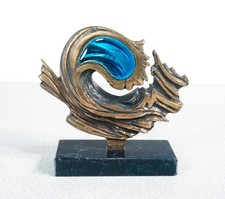 ⚜️ SCULTURA FIRMATA GRUPPO DEL CAMPO ONDA BRONZO SMALTO EPOCA 1984 TORINO