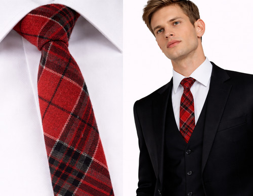 Rosso plaid tweed uomo - plaid,