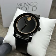 NUOVO✅SWISS✅ Orologio Uomo Movado Audace Cassa Acciaio Nero Dettagli Oro Pelle 3600297