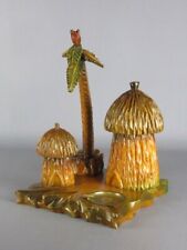 VINTAGE SET DA FUMO VILLAGGIO AFRICANO IN LEGNO DESIGN ITALIANO 1950