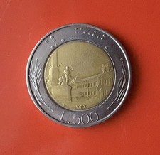 500 LIRE 1987 VARIANTE FIRMA GRANDE, TRECCINE DRITTE, 7 VERSO L'ALTO [L922]