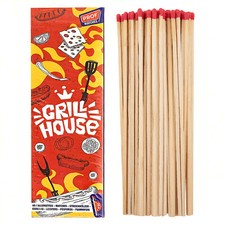 Set di 40 Fiammiferi Lunghi 20 cm in Legno per Barbecue e Camino Grill House
