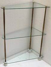 VETRINA tripode vintage vetro ottone forma angolare sagomato sTIle fontana arte