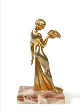 Scultura DONNA LIBERTY IN BRONZO DORATO Autore JACQUES LIMOUSIN