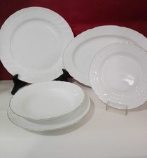 Servizio Piatti 41 Pezzi in Porcellana bianca filo oro New Bone China -  Lusso