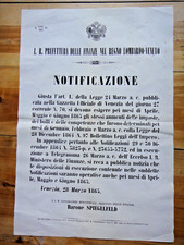 1865-NOTIFICAZIONE-Regno Lombardo Veneto-Aumenti imposte dei bolli e competenze+