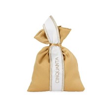 12X Sacchetto portaconfetti raso ORO nastro CINQUANTA bomboniera 1FFX