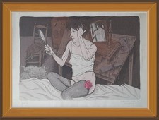 Grande P.D.A. acquerellata "Nudo di donna" Giulio Ruffini Bagnocavallo Ravenna