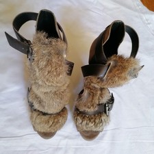 ASH scarpe con tacco in camoscio e pelliccia Size 38 EU