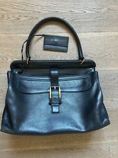 Gucci borsa da lavoro in pelle nera goffrata vintage