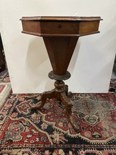 Antico Tavolino Porta cucito Da Sarta Del 1800, Stile Vittoriano